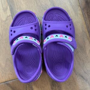 CROCS Purple Sandals with Textured Footbed and Perforated Design